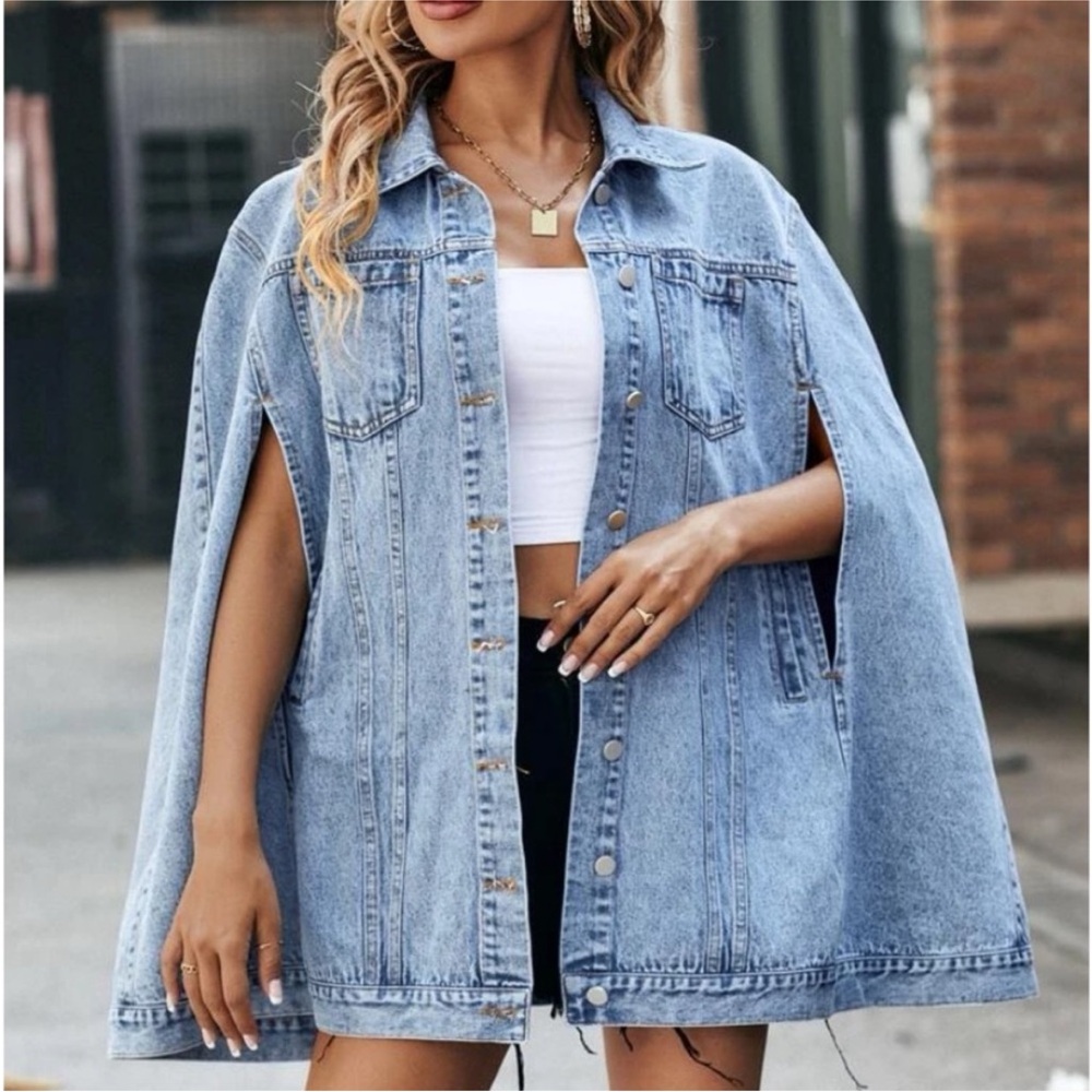 DENIM CLOAK Front Button Jacket (oversized fit) sz Small NWOT